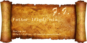 Fetter Ifigénia névjegykártya